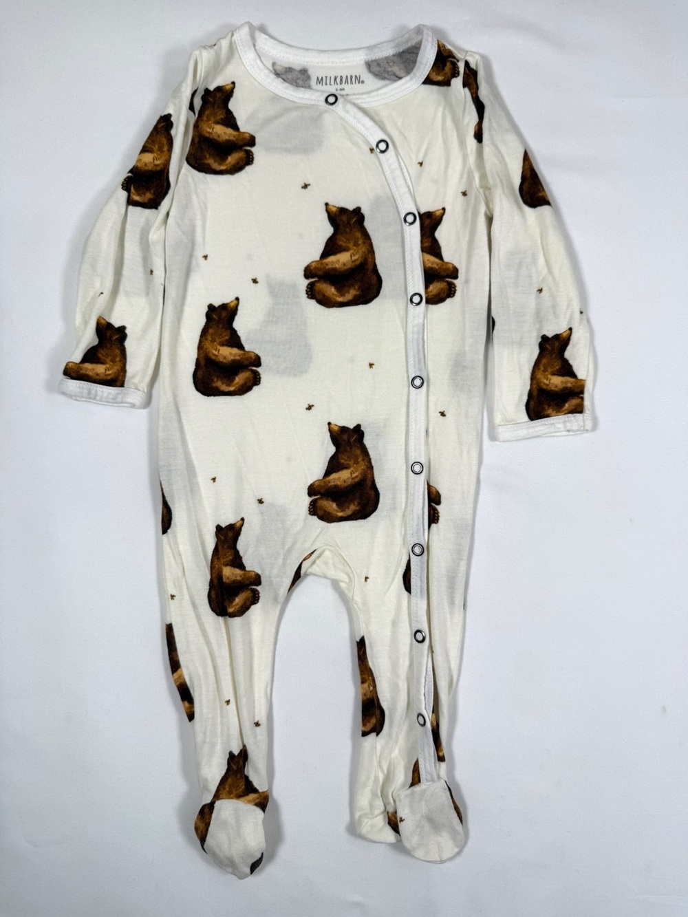 MILKBARN Bamboo Bear Footed Sleeper Pajamas Woodland Bear Print Baby 6-9M‎